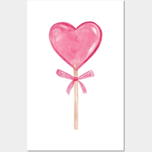 Pink heart lollipop Posters and Art